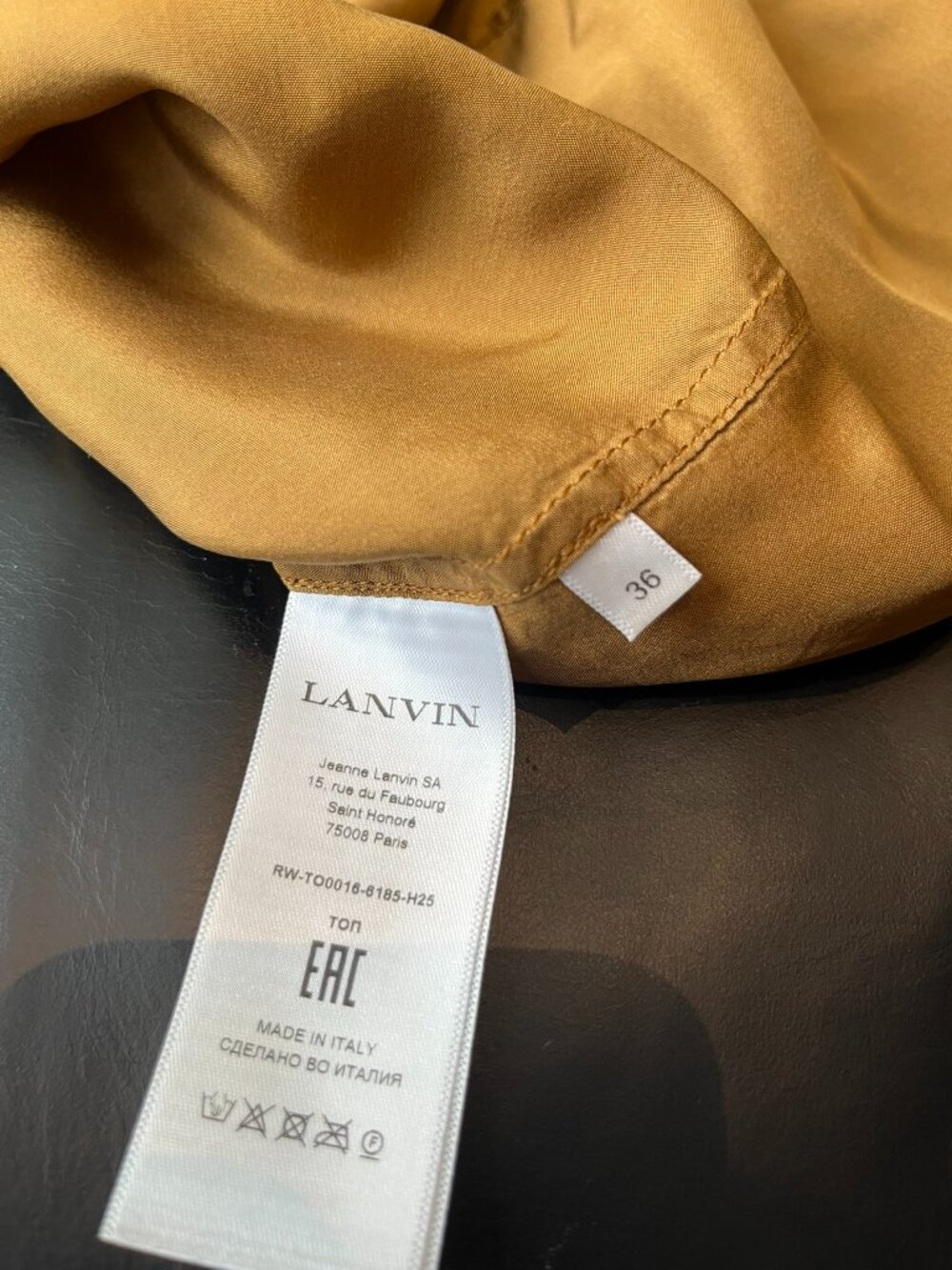 Lanvin Bronze Silk Draped Tie-Neck Blouse - Size 36 (US 4) - Picture 5 of 5